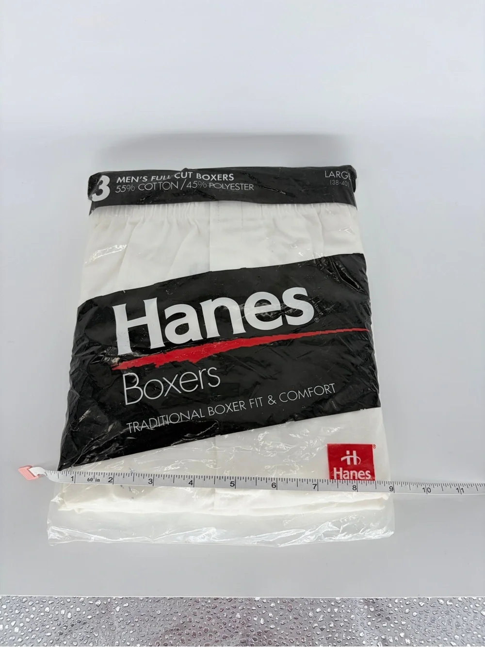 NIP Vintage 1993 Hanes Traditional Full Cut Boxers White - 3 Pack Large